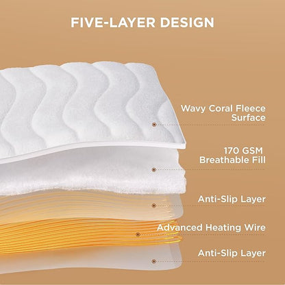 Bedsure Heated Mattress Pad Full - Bed Warmer with Memory & Preheat Functions, 12-Hour Auto Off & 10 Heat Settings, Single Controller, Fast Heating, Coral Fleece Electric Mattress Pad Full, 54"x75"
