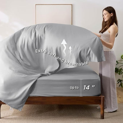 Bedsure Twin Comforter Set - 5 Pieces Reversible Purple Bedding, Twin Size Bed Set for All Seasons, Bed in a Bag with Down Alternative Comforter, Sheets, Pillowcase & Sham