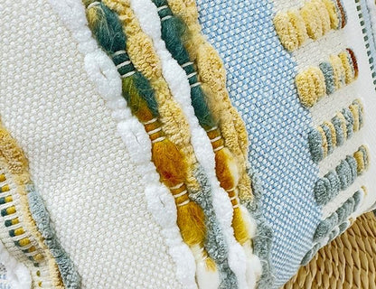 Boho Throw Pillow Covers 16x16 Aesthetic Neutral Boucle Couch Pillow Cover Rainbow Striped Decorative Accent Pillow Case for Couch Bed Sofa Farmhouse Bedroom,Modern Funky,Set of 2 Light Blue