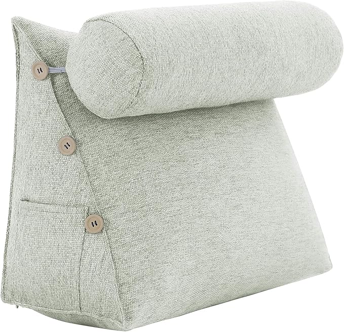 Daneey Reading Pillow for Bed Adult, Back Pillow for Bed Sitting Up, Back Support Pillow, White, 23.5 * 8 * 20IN