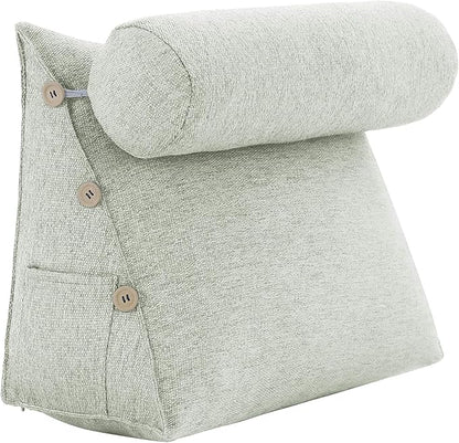 Daneey Reading Pillow for Bed Adult, Back Pillow for Bed Sitting Up, Back Support Pillow, White, 23.5 * 8 * 20IN