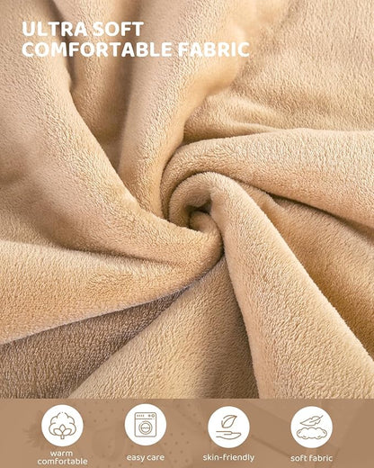 Electric Heated Blanket Full Size, Super Soft Cozy Upgraded Flannel Heating Blanket with 9 Heating Levels & 1-9 Hours Auto Off, Fast Heat & Overheat Protection, 72" x 84", Khaki