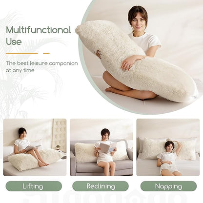 HIGOGOGO Body Pillow for Adults Extra Long Full Body Pillow with Removable Cover and Memory Foam Filling, for Side Sleepers and Pregnancy, Soft Support Pillow, Machine Washable (20x54 Inch)