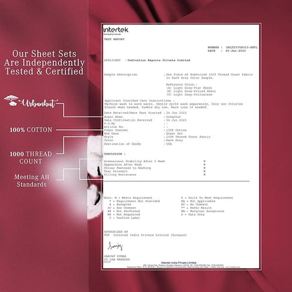 URBANHUT 1000 Thread Count Twin Bed Sheets Egyptian Cotton Sheet Set, Long Staple Soft & Breathable, 3 Pc Bed Sheet Sets, Luxury Hotel Sateen Sheets Fits 16" Deep Pocket - Burgundy