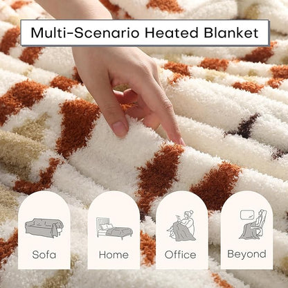 Electric Heated Blanket Full Size 72"x84" - Double-Sided Plush Fabric, 6 Heat Settings & 10 Hours Auto Off, Machine Washable - Sand Glass