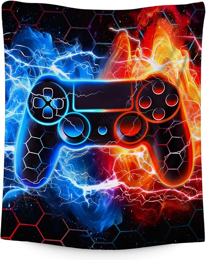 Gamer Blanket for Boys - 40" x 50" Cool Blankets Gifts for Kids - Plush Flannel Throw Stuff for Sofa, Travel