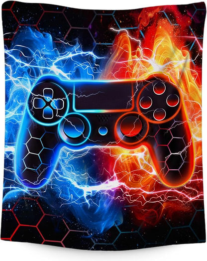Gamer Blanket for Boys - 40" x 50" Cool Blankets Gifts for Kids - Plush Flannel Throw Stuff for Sofa, Travel