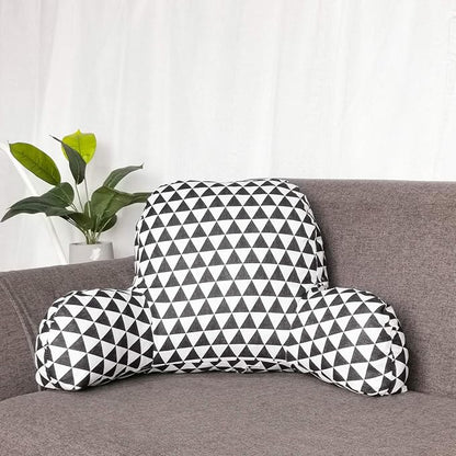 Bohemian Printed Reading Pillow with Support Arms Soft Bed Rest Pillows Back Support Cushion fo Kids Reading Watching TV Sitting Up in Bed (20"×15"×8",Black White)