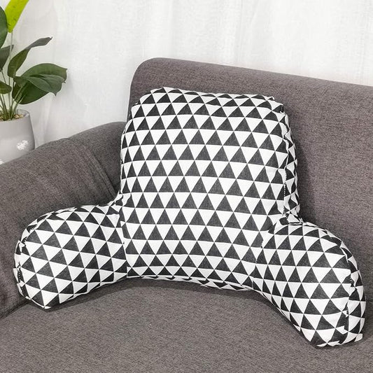 Bohemian Printed Reading Pillow with Support Arms Soft Bed Rest Pillows Back Support Cushion fo Kids Reading Watching TV Sitting Up in Bed (20"×15"×8",Black White)