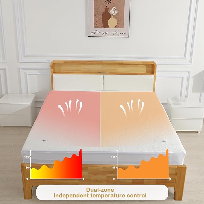 Electric Mattress Pad King Size 78"x80" with 10 Hours Auto Off 4 Heat Setting Dual Controller Fit Up to 15 Inch Deep Pocket, Machine Washable - White Diamond Printed Pattern