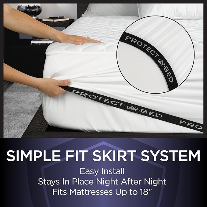 Protect-A-Bed Essential Mattress Pad Full, 100% Waterproof, Dust Mite Barrier Mattress Pad, Breathable & Quiet, Antimicrobial, Fits 11"-18" Mattresses