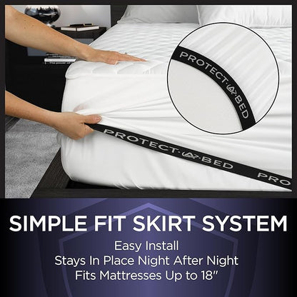 Protect-A-Bed Essential Mattress Pad Full, 100% Waterproof, Dust Mite Barrier Mattress Pad, Breathable & Quiet, Antimicrobial, Fits 11"-18" Mattresses