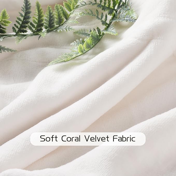 Electric Heated Blanket 50"x60" Throw Size, Soft Coral Fleece with 4 Heating Levels and 3 Hours Auto-Off, Machine Washable, Cozy Plush Fabric for Home, White