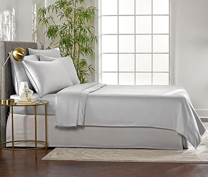 Pure Bamboo Twin Sheets, Genuine 100% Organic Viscose Derived from Bamboo Bed Sheet Set, Luxuriously Soft & Cooling, Double Stitching, 2 Year Quality Promise (Twin, Silver Pearl)