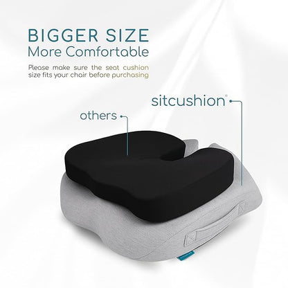 Extra Large Office Chair Cushion for Sciatica Pain Relief, Memory Foam Seat Cushion for Car Seat Pad, Orthopedic Pillow. Computer Chair Cushion for Tailbone Pain Relief All Day Comfort(Gray)