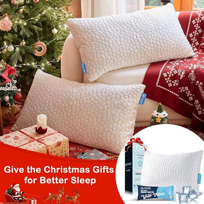 QUTOOL Shredded Memory Foam Pillows for Sleeping King Size Pillow, Cooling Gel Pillows for Hot Sleepers Cool Pillow for Side and Back Sleeper, Soft Yet Support Adjustable Bed Pillow, Home Gifts