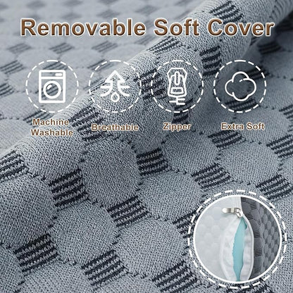 Bed Reading Pillow Back Support with Arms, Removable Pillowcase for Book Working Gaming Resting Watching TV, White Gray/20in