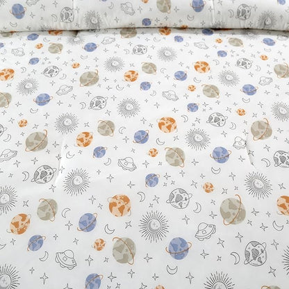 SDIII Planet Space Comforter Set Full 3 Pieces, Silky Breathable Microfiber and Spandex, Outer Space Bedding Full Size for Boys Girls Kids Teens