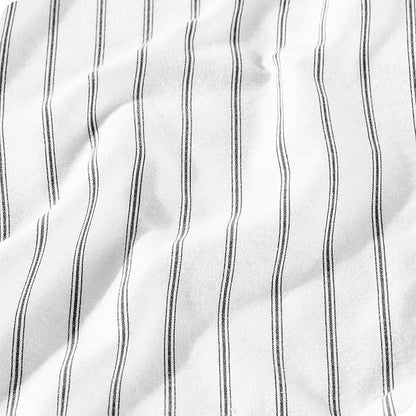 Bare Home Flannel Sheet Set Prints, 100% Cotton, Velvety Soft Heavyweight - Double Brushed Flannel for Extra Softness & Comfort - Deep Pocket - Bed Sheets (Twin XL, Ticking Stripe - White/Grey)