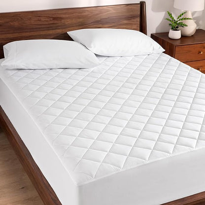 Bare Home Quilted Fitted Mattress Pad (Split Head Flex King) - Cooling Mattress Cover - Easily Washable - Elastic Fitted Mattress Cover - Stretch-to-Fit up to 15 Inches Deep (Split Head Flex King)