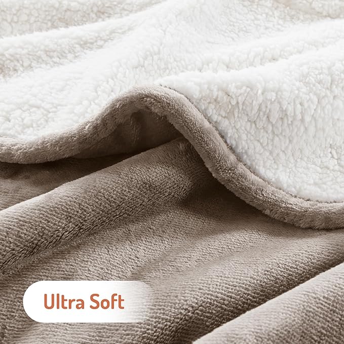 Degrees of Comfort Electric Heated Blanket Queen Size with Dual Control - Soft Flannel Heating Blankets with 6 Heat Settings, Auto Shut-Off, Overheat Protection, ETL Certified - 84x90'', Mocha