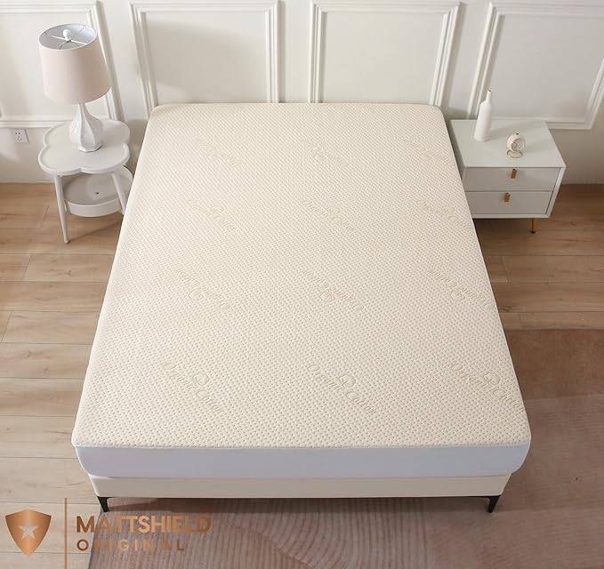 Luxury Waterproof Organic Mattress Protector Full - Organic Cotton Breathable Mattress Pad Cover - Premium 380 GSM Comfort - Deep Pocket - Jersey Cotton Skirt - Fitted Design