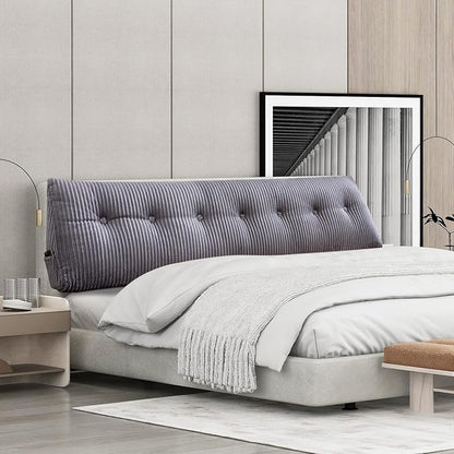 Large Headboard Pillow Headboard Wedge Pillow Bed Rest Reading Pillow Bolster Triangular Pillow for Sitting in Bed-Backrest Positioning Support Long Pillow for Daybed (Twin: 39x8x20 Inches,Grey)