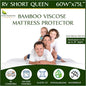 Four Seasons Essentials RV Short Queen Size Waterproof Mattress Protector - Cooling Viscose derived from Bamboo Fitted Sheet Mattress Cover - Quilted Jacquard Pad Protects from Dust Allergens