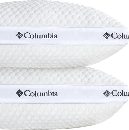 Columbia 2 Pack of Comfort Ice Fiber Side Sleeper Down Alternative Bed Pillow - Polyester Fiberfill, Supportive Cooling Double Sided Breathable Cover - Standard/Queen