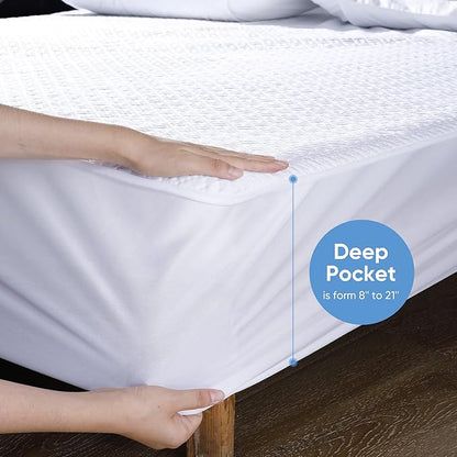 Hanherry 100% Waterproof Mattress Protector Twin Size, Mattress Cover 3D Air Fabric Cooling Mattress Pad Cover Smooth Soft Breathable Noiseless, 8''-21'' Deep Pocket
