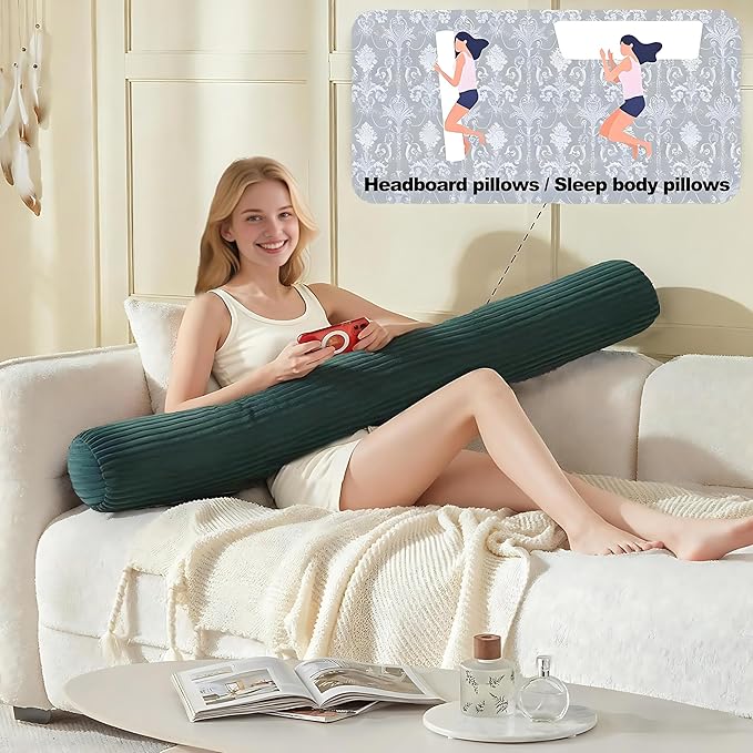 Headboard Pillow King, Triangular Wedge Cushion with Neck Roll Pillow, Back Support Bodypillow with Removable Washable Cover for Bed Sofa