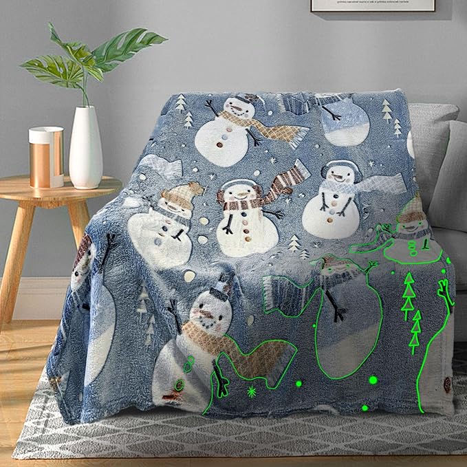 TEHALK Christmas Blanket for Boys Girls Glow in the Dark Blankets for Boys Toddler Blankets for Boys Cute Soft Throw Blankets for Kids Personalized Baby Blankets for Boys Unique Dinosaur Gifts 40"x60"