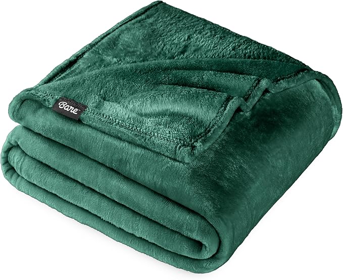 Bare Home Fleece Blanket - Throw/Travel - Ultra-Soft Lightweight for Bed, Sofa, and Couch - Luxury Microplush - Cozy Warm Blanket (Throw/Travel, Forest Green)