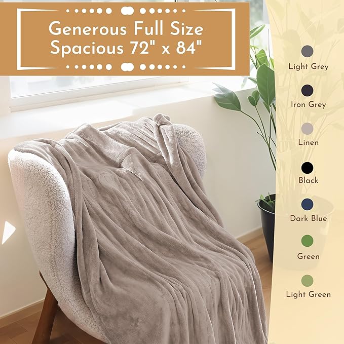 Electric Heated Blanket 72"x84" Full Size Microplush Cover Blanket 4 Heat Settings & 10 Hours Auto Off, Cozy & Warm for All Night, Machine Washable, Linen