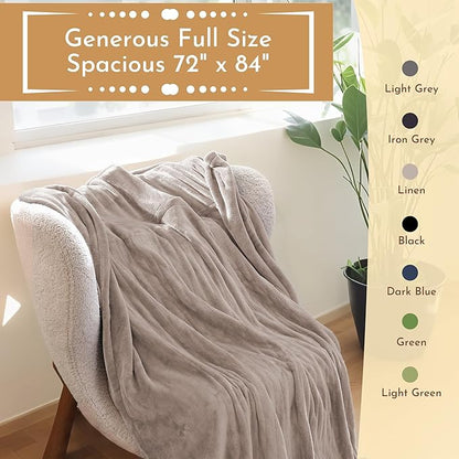Electric Heated Blanket 72"x84" Full Size Microplush Cover Blanket 4 Heat Settings & 10 Hours Auto Off, Cozy & Warm for All Night, Machine Washable, Linen