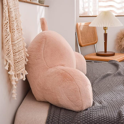 A Nice Night Faux Fur Soft Reading Pillow Bed Wedge Adult Backrest with Arms Back Support for Sitting Up in Bed/Couch for Bedrest,Pink,Large