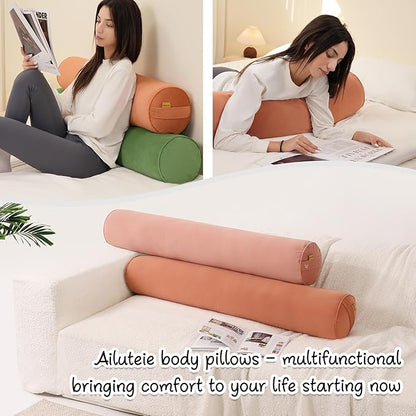 Cuddle Pillow – Body Pillow for Adults, Long Bolster Pillow for Bed, Soft & Supportive for Restful Sleep,39 x 7.87 Inches,Amber Orange
