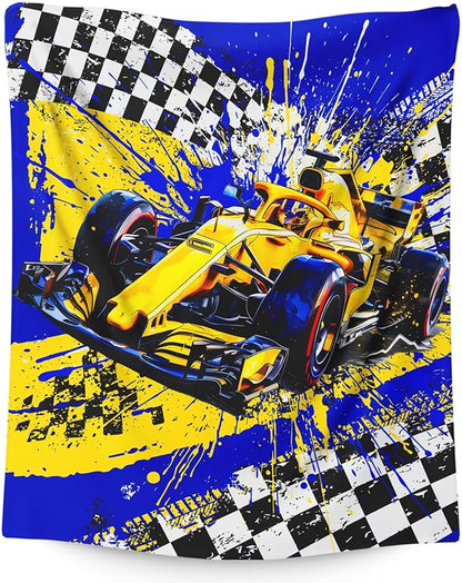 Blanket for Boys, Racing Car Throw Blanket Gifts for Kids Boys Age 6-8, 40"x50" Cute Flannel Blankets Gift for Son Cars Lovers Lightweight Throws for Couch Sofa Bed Decor