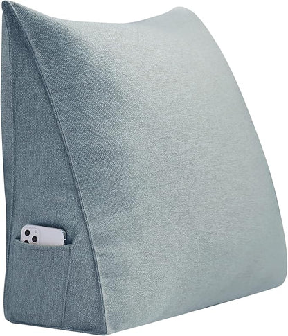 Triangular Reading Pillow Wedge Headboard Back Support Pillow for Sitting up in Bed Daybed Bolster Backrest Couch Sofa Corner Cushion Linen Gray