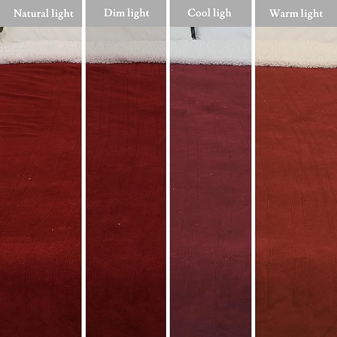 Electric Heated Blanket Flannel & Sherpa 72"x84" Full Size - 4 Heat Levels, 10H Auto Shut Off, Fast Heating, Cozy and Comfortable, Warm Gifts, Machine Washable - Red