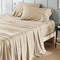 Bedsure California King Sheet Sets, Cooling Sheets for Hot Sleepers, Rayon Derived from Bamboo, Deep Pocket Up to 16 Inches, Breathable & Soft, Hotel Luxury Silky Bedding, Beige