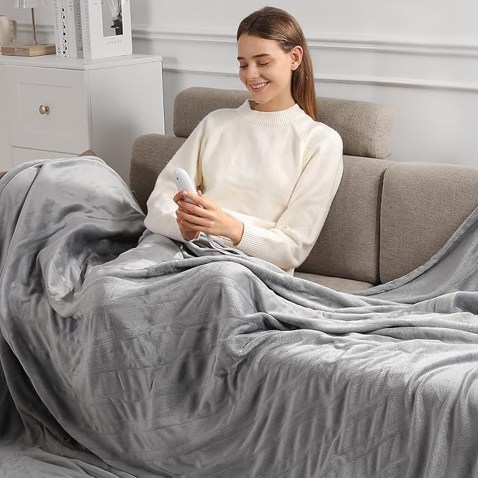 Heated Blanket King Size Electric Blanket 100''X90'', Fast Heating Blanket Ultra Soft Warming Blankets for Adults with 5 Heat Levels & 10 Hrs Timer, Machine Washable Queen Heated Blanket(Subtle Gray)