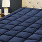 HYLEORY Twin Mattress Pad Quilted Fitted Mattress Protector Cooling Pillow Top Mattress Cover Breathable Fluffy Soft Mattress Topper with 8-21" Deep Pocket, Navy