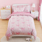 SANDJEST Bow Comforter Set Full Size 98x86in for Kids Girls, Microfiber 4 Pcs Bedding Set Includes 1 Comforter, 2 Pillowcases, 1 Fitted Sheet, Nursery Room Decor