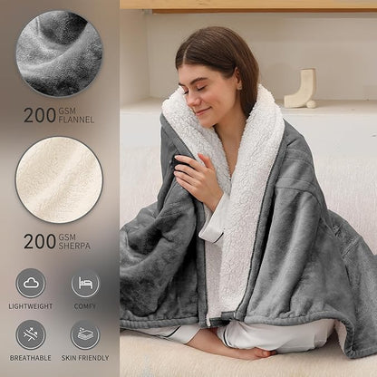 ESTINGO Electric Heated Blanket Twin Size, 62"x84" Electric Blanket with ETL & FCC Certification, Fast Electric Heating Blanket with 5 temperatures & 10 Hours Auto Off, Machine Washable, Cool Gray
