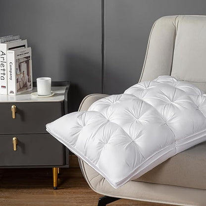 ZUBISU Luxury Hotel Quality Goose Feathers & Down Pillow,800 Fill Power King Size Bed Pillow 1 Pack,Soft Bed Pillow with Breathable Cover,Pack of 1 (King, White)
