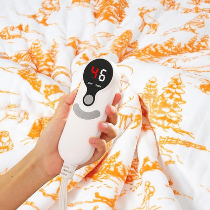 LUXIAN Electric Heated Blanket Throw Size50 x60 - Flannel & Sherpa Fabric Dual-Sided, 6 Heat Settings & 1-3 Hours Auto Off, Machine Washable,Christmas Santa Forest, Orange and White