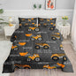 Truck Comforter Set Excavator Engineering Vehicle Printed Bedding Set with 1 Comforter and 2 Pillowcases for Boys and Girls Bedroom All Season(Truck-3 Twin)