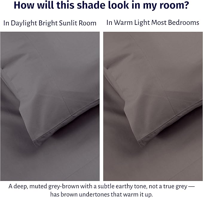 California Design Den Full Sheet Set - Certified 100% Egyptian Cotton, Lightweight & Crisp Percale Sheets Full Size with Deep Pockets, Durable Luxury Bedding Set - Grey