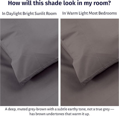 California Design Den Full Sheet Set - Certified 100% Egyptian Cotton, Lightweight & Crisp Percale Sheets Full Size with Deep Pockets, Durable Luxury Bedding Set - Grey